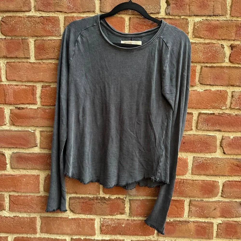 Free People X We The Free Be My Baby Tee long sleeve black L NEW